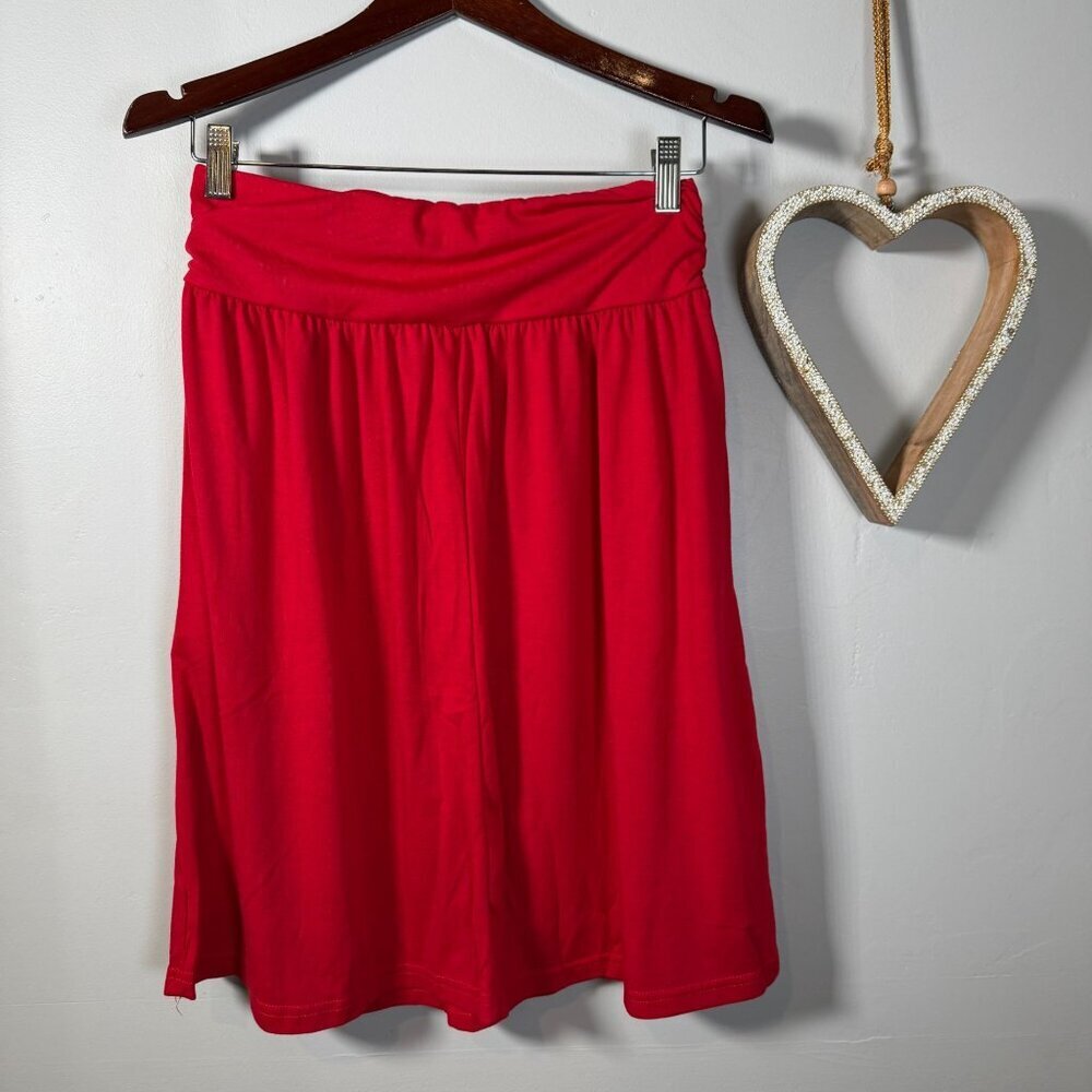 A-Line Mini Soft Jersey Skater Dollette Tomato Girl Balletcore Skirt MEDIUM Red - Picture 2 of 8